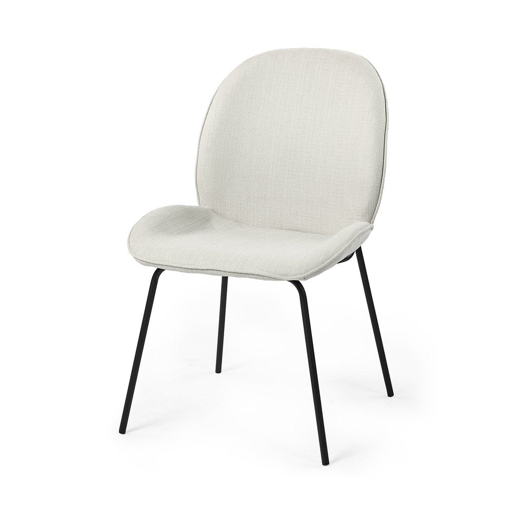Set of Two White and Black Upholstered Fabric Dining Side Chairs HomeRoots