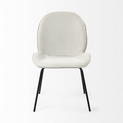 Set of Two White and Black Upholstered Fabric Dining Side Chairs HomeRoots