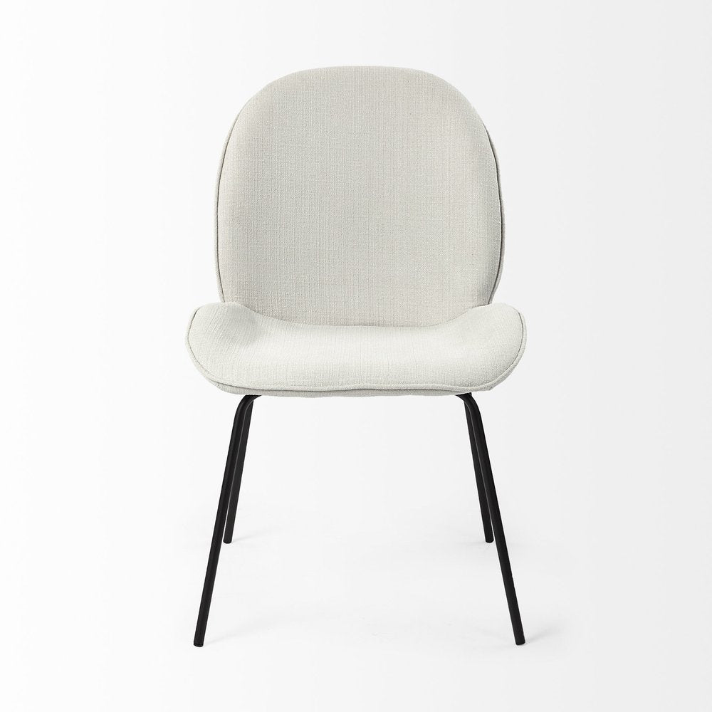 Set of Two White and Black Upholstered Fabric Dining Side Chairs HomeRoots