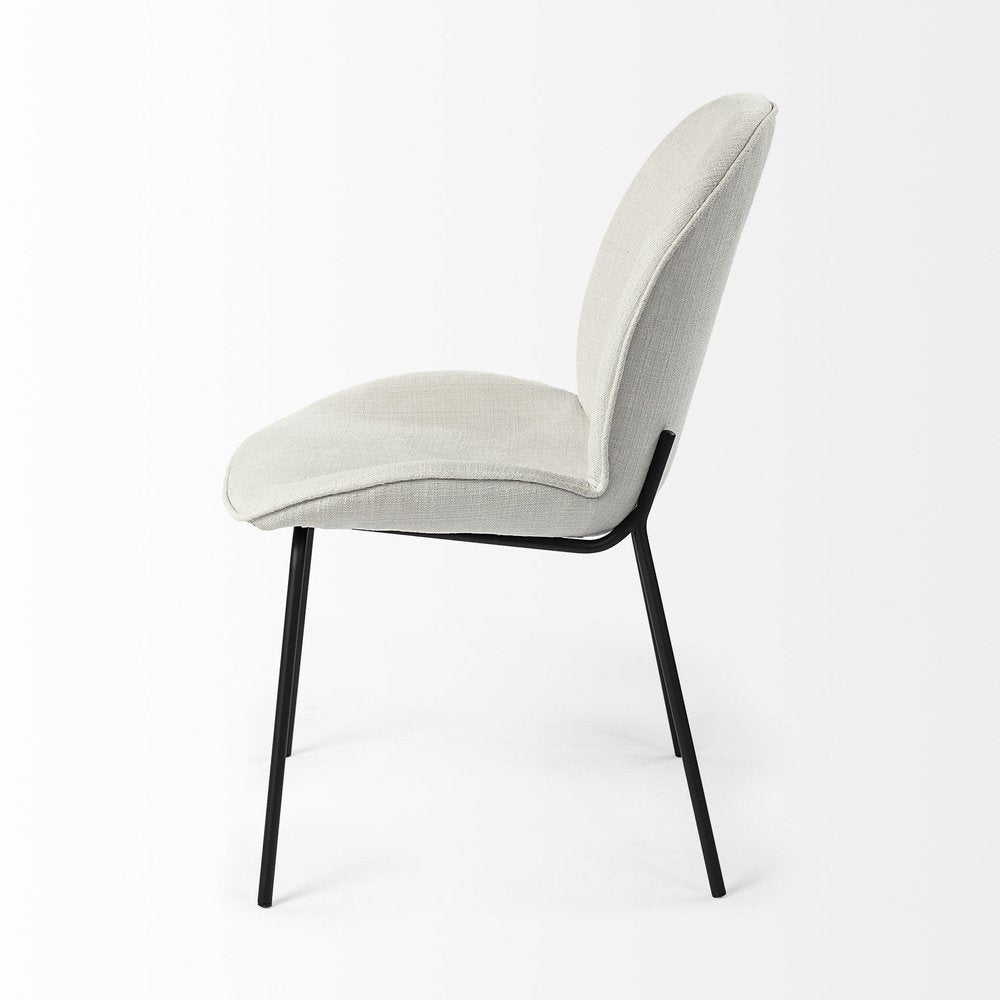 Set of Two White and Black Upholstered Fabric Dining Side Chairs HomeRoots