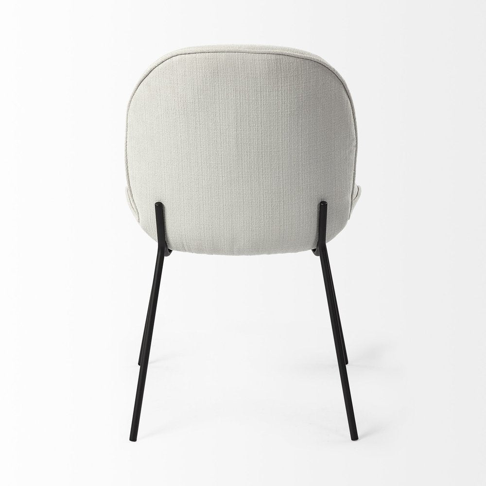 Set of Two White and Black Upholstered Fabric Dining Side Chairs HomeRoots