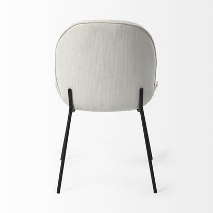 Set of Two White and Black Upholstered Fabric Dining Side Chairs HomeRoots