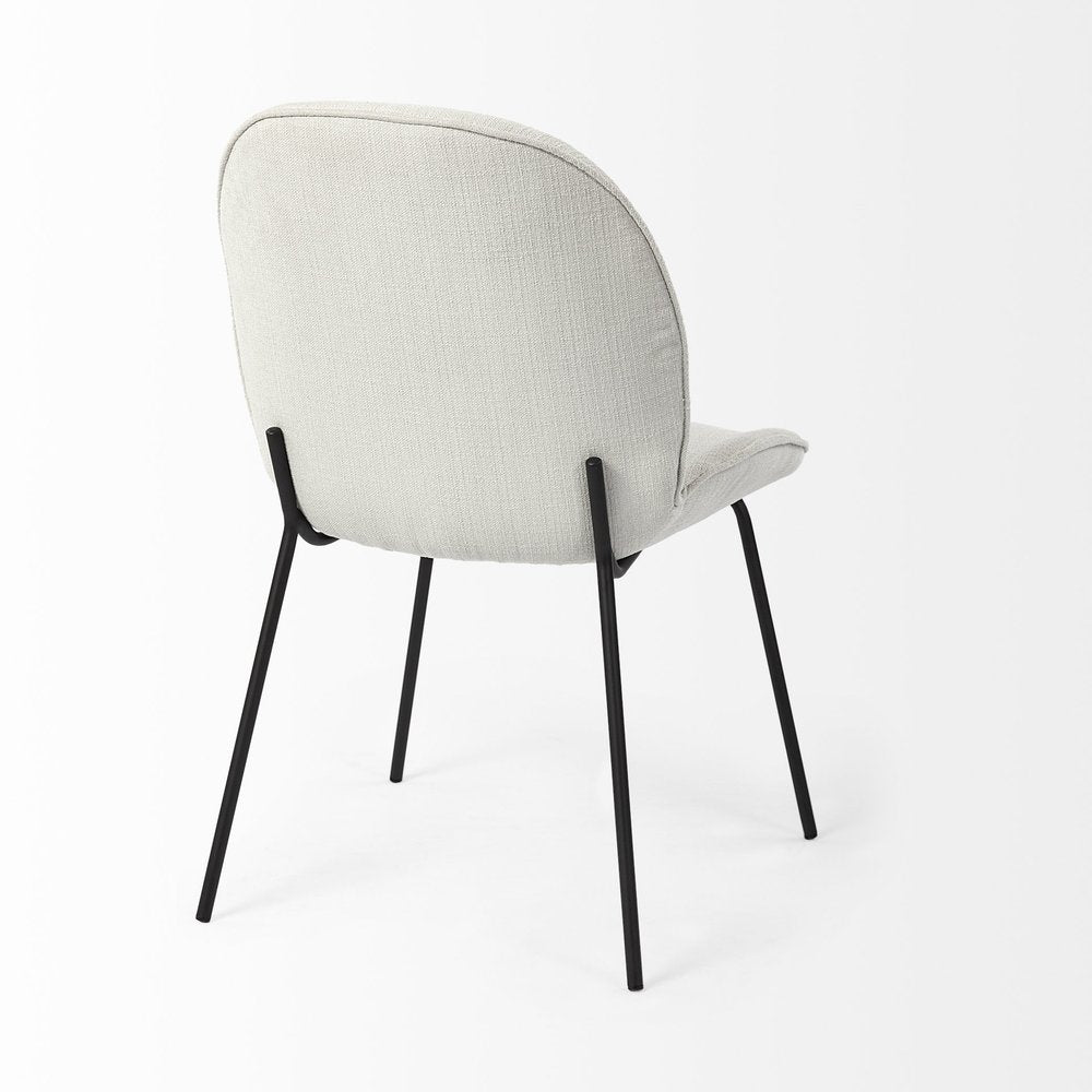 Set of Two White and Black Upholstered Fabric Dining Side Chairs HomeRoots