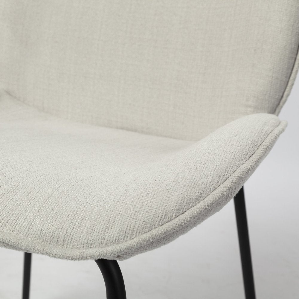 Set of Two White and Black Upholstered Fabric Dining Side Chairs HomeRoots