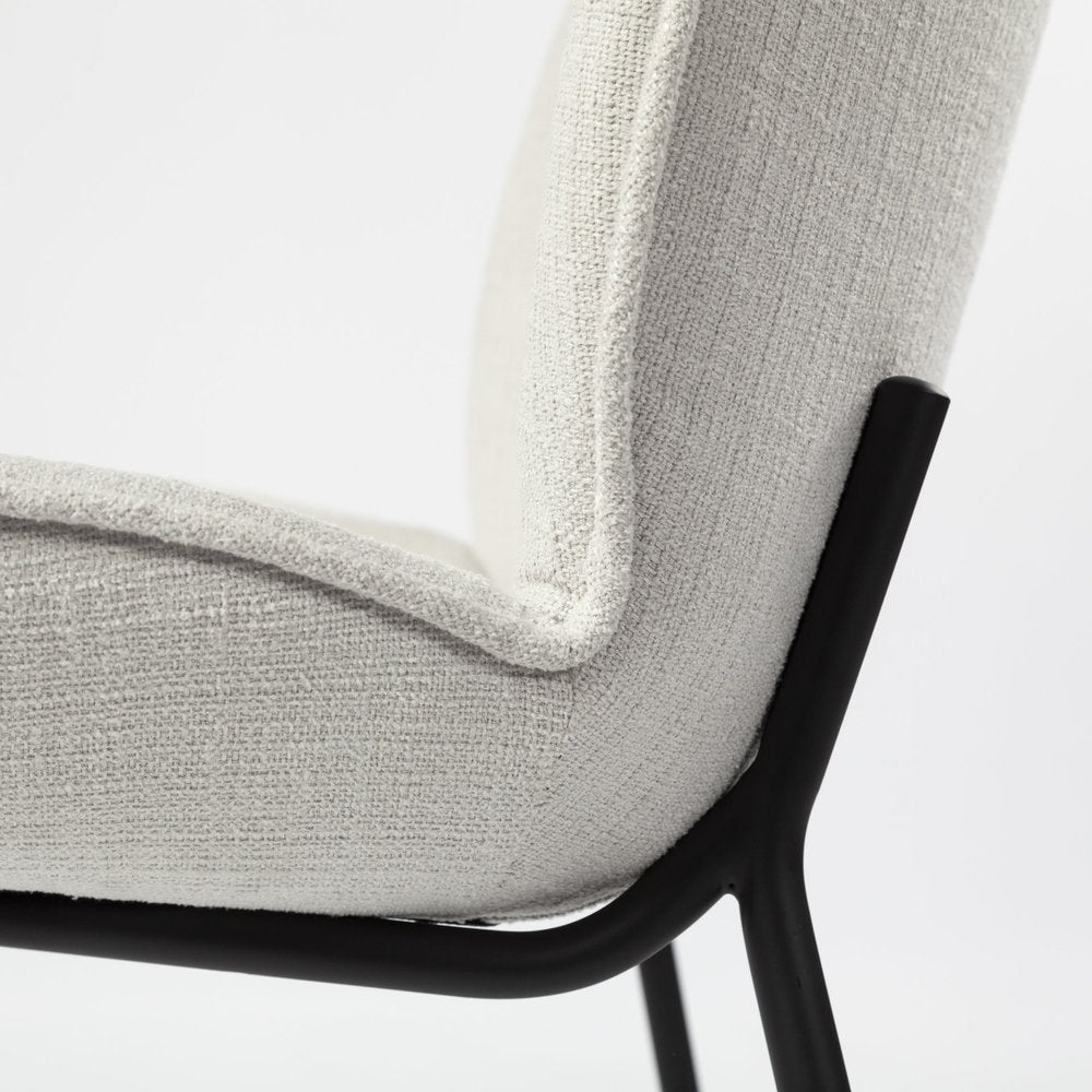Set of Two White and Black Upholstered Fabric Dining Side Chairs HomeRoots