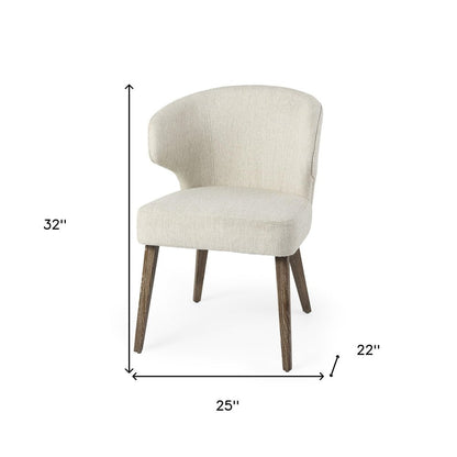 Ivory and Brown Mid Century Wingback Dining Chair HomeRoots
