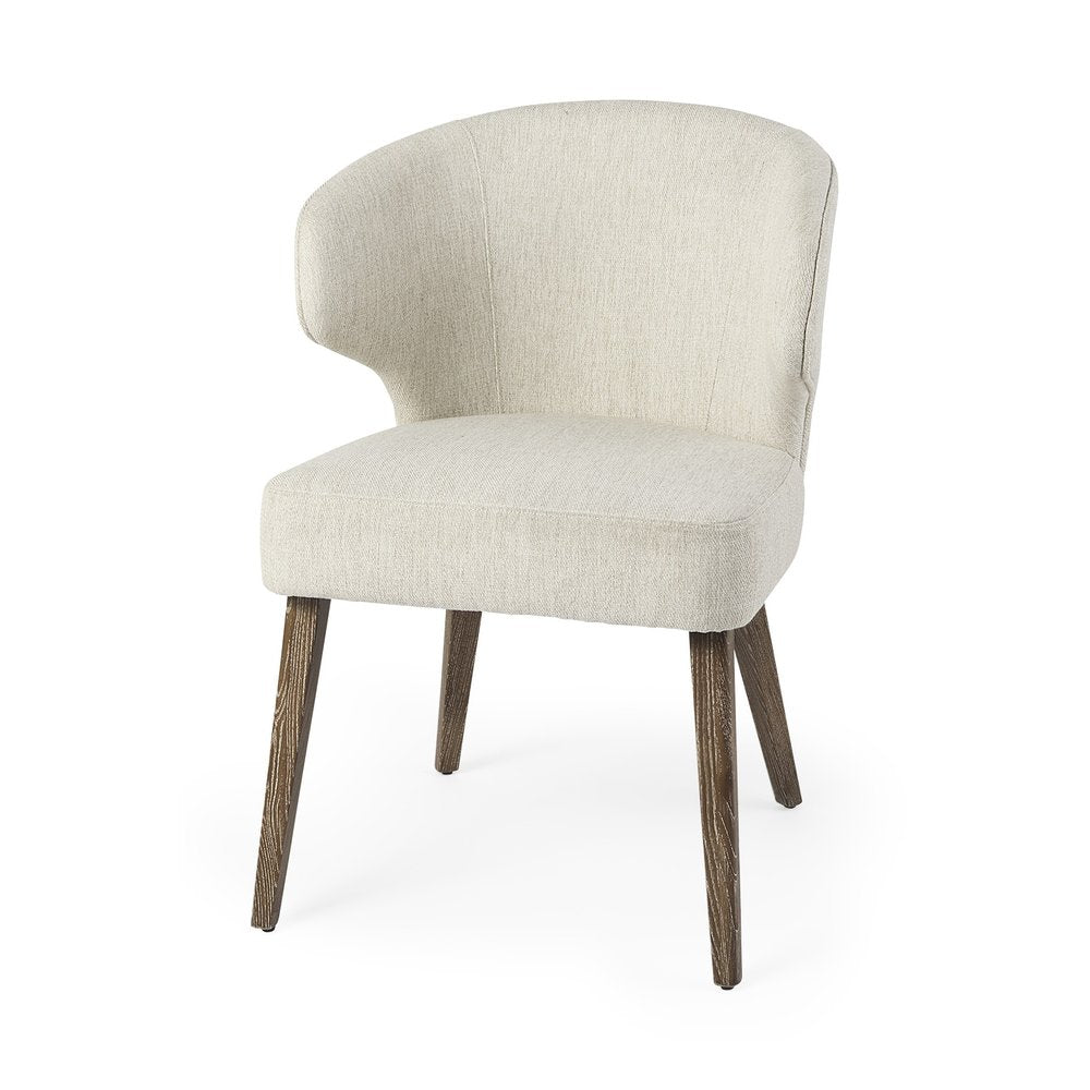Ivory and Brown Mid Century Wingback Dining Chair HomeRoots