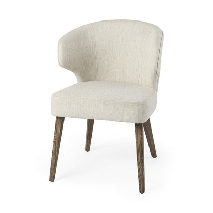 Ivory and Brown Mid Century Wingback Dining Chair HomeRoots