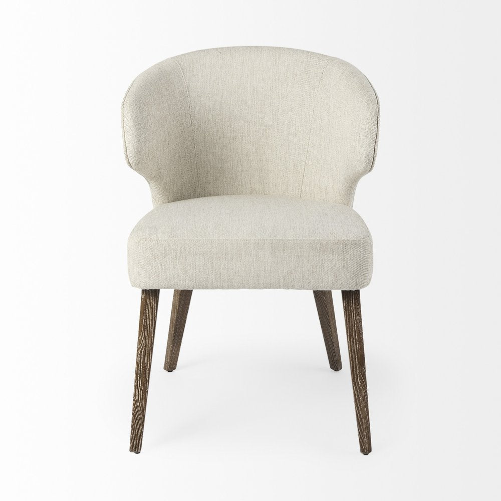 Ivory and Brown Mid Century Wingback Dining Chair HomeRoots