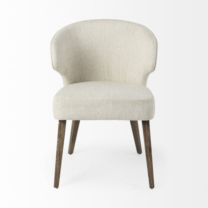 Ivory and Brown Mid Century Wingback Dining Chair HomeRoots