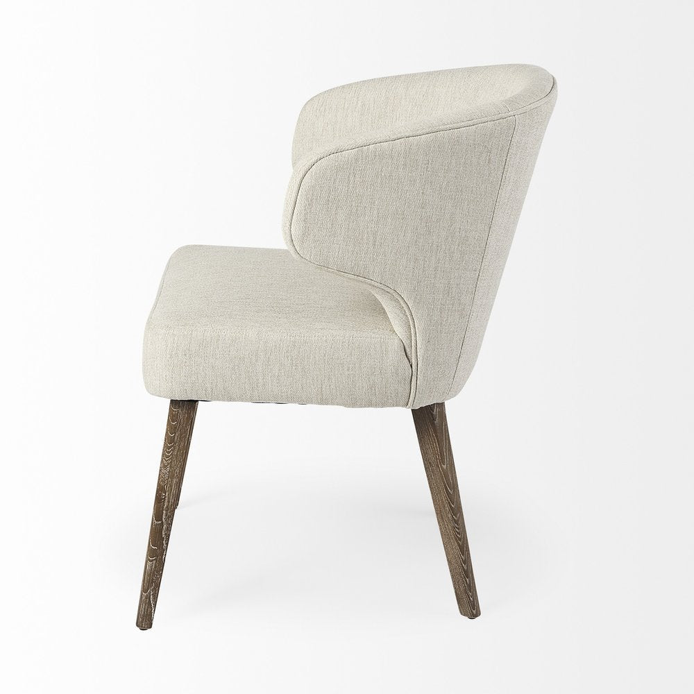 Ivory and Brown Mid Century Wingback Dining Chair HomeRoots