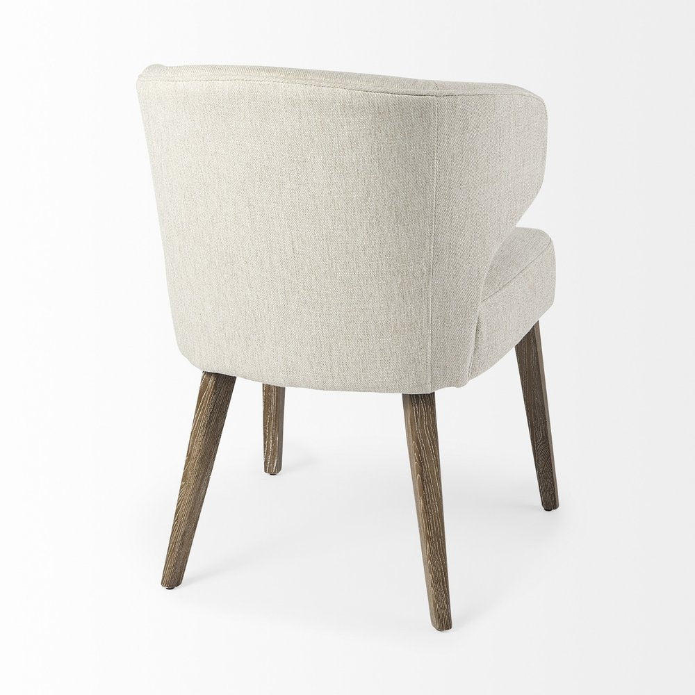 Ivory and Brown Mid Century Wingback Dining Chair HomeRoots