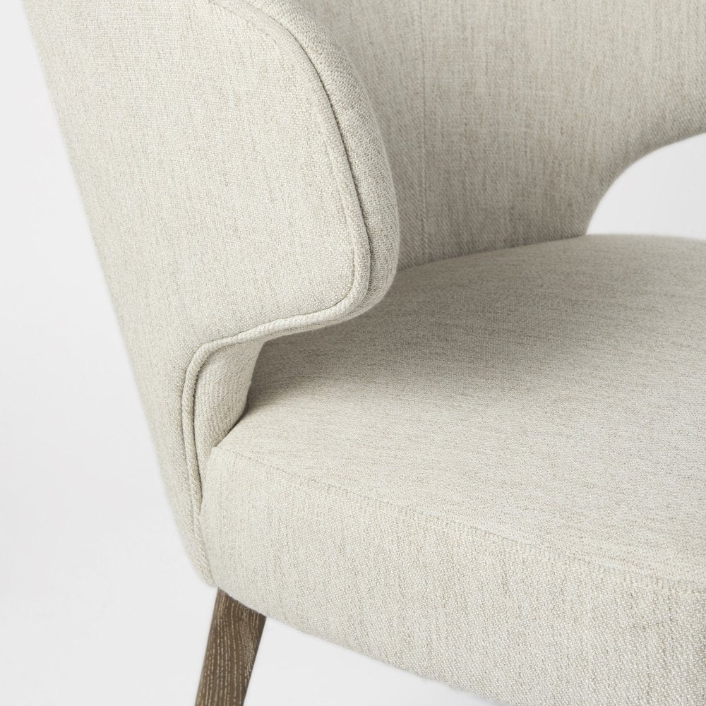 Ivory and Brown Mid Century Wingback Dining Chair HomeRoots