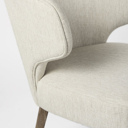 Ivory and Brown Mid Century Wingback Dining Chair HomeRoots