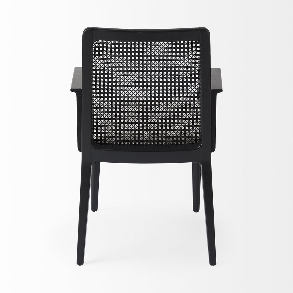 Cream And Black Upholstered Fabric Dining Arm Chair HomeRoots