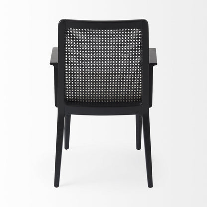 Cream And Black Upholstered Fabric Dining Arm Chair HomeRoots