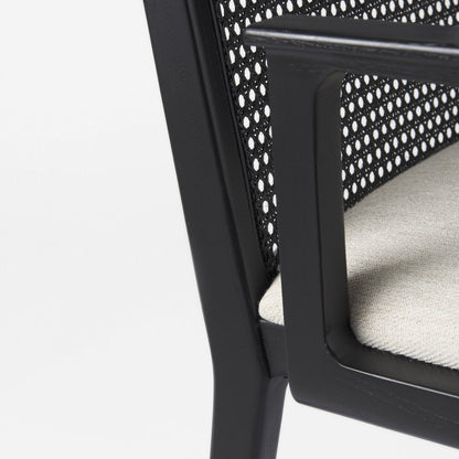 Cream And Black Upholstered Fabric Dining Arm Chair HomeRoots