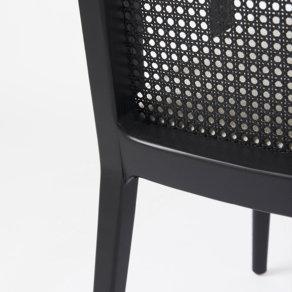 Cream And Black Upholstered Fabric Dining Arm Chair HomeRoots