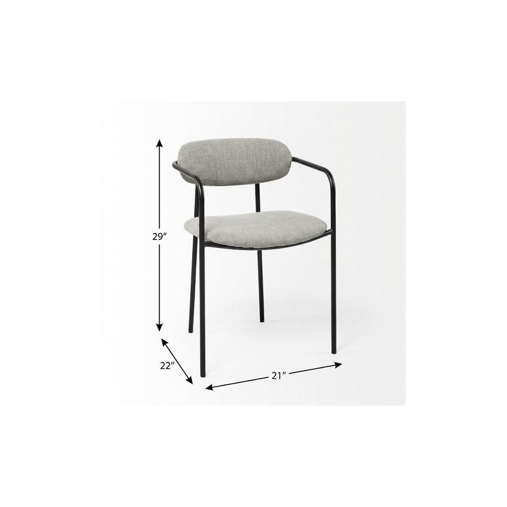 Set of Two Gray and Black Fabric Dining Arm Chairs HomeRoots