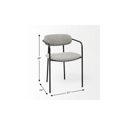 Set of Two Gray and Black Fabric Dining Arm Chairs HomeRoots