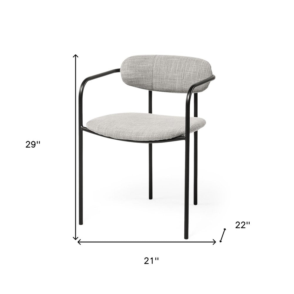 Set of Two Gray and Black Upholstered Fabric Dining Arm Chairs HomeRoots