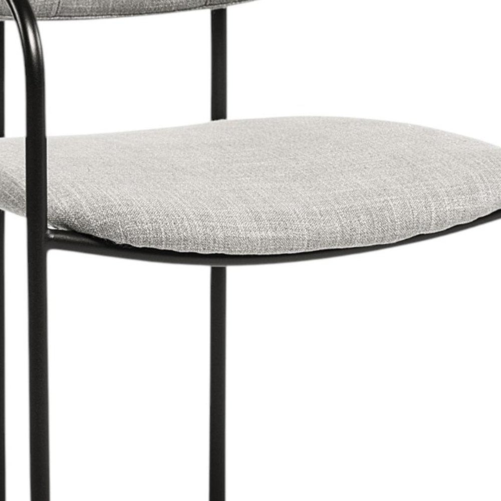 Set of Two Gray and Black Fabric Dining Arm Chairs HomeRoots