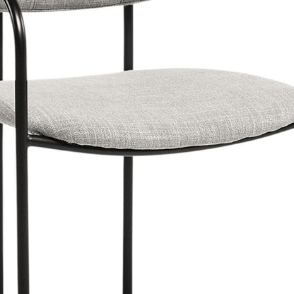 Set of Two Gray and Black Fabric Dining Arm Chairs HomeRoots