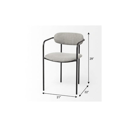 Set of Two Gray and Black Fabric Dining Arm Chairs HomeRoots