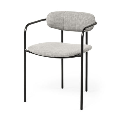 Set of Two Gray and Black Fabric Dining Arm Chairs HomeRoots