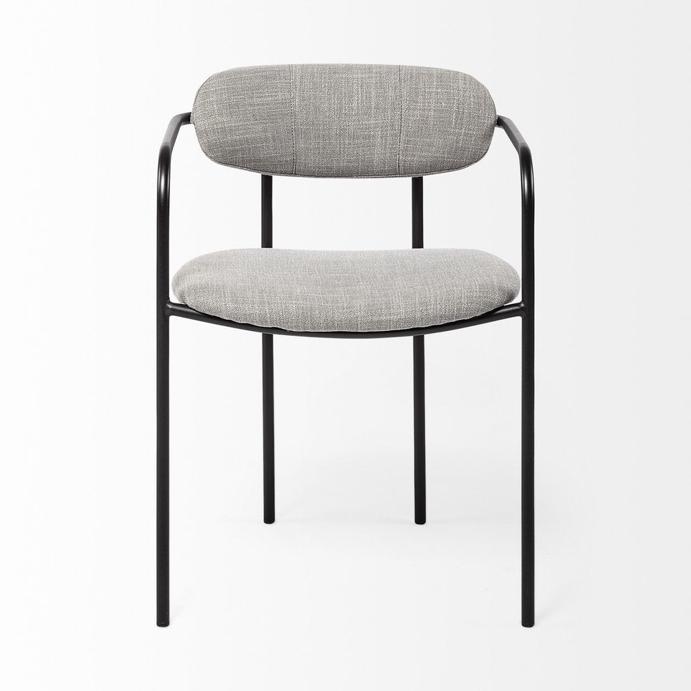 Set of Two Gray and Black Fabric Dining Arm Chairs HomeRoots