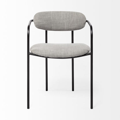 Set of Two Gray and Black Fabric Dining Arm Chairs HomeRoots