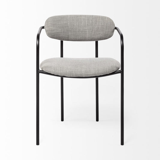Set of Two Gray and Black Fabric Dining Arm Chairs HomeRoots
