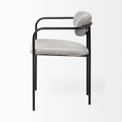 Set of Two Gray and Black Fabric Dining Arm Chairs HomeRoots