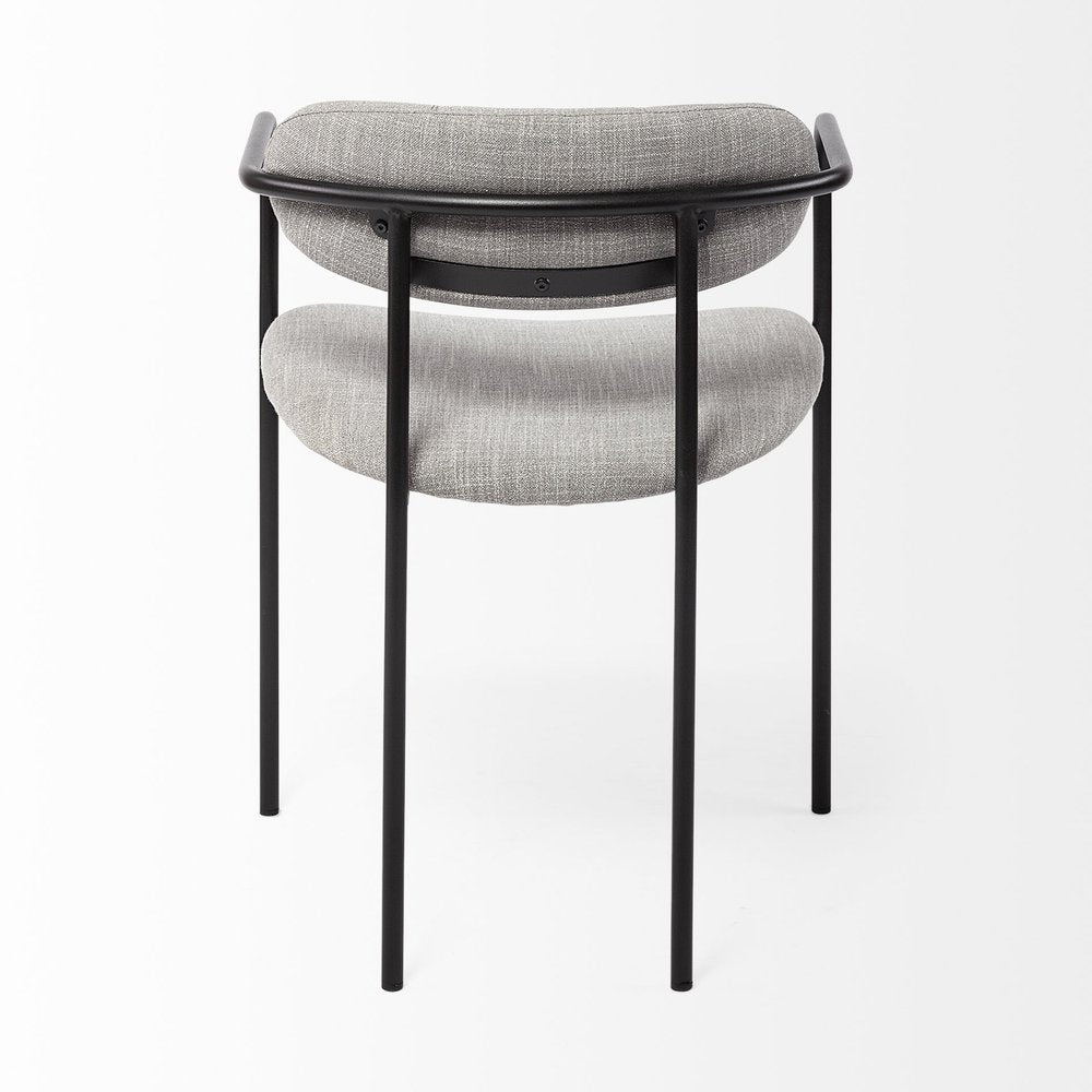 Set of Two Gray and Black Fabric Dining Arm Chairs HomeRoots