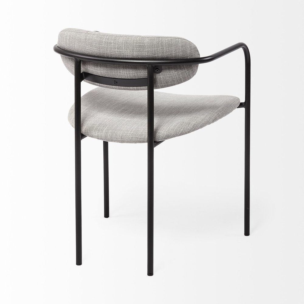 Set of Two Gray and Black Fabric Dining Arm Chairs HomeRoots
