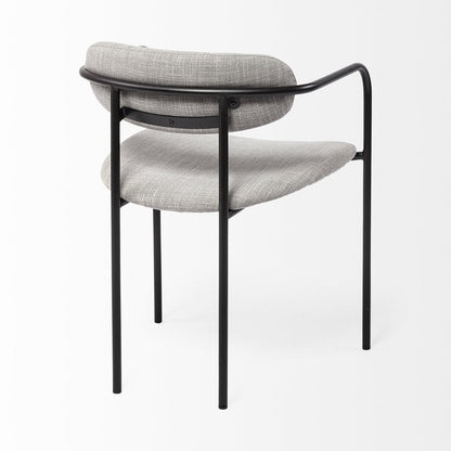 Set of Two Gray and Black Fabric Dining Arm Chairs HomeRoots
