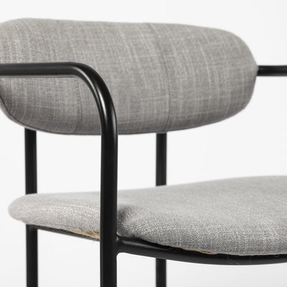 Set of Two Gray and Black Fabric Dining Arm Chairs HomeRoots