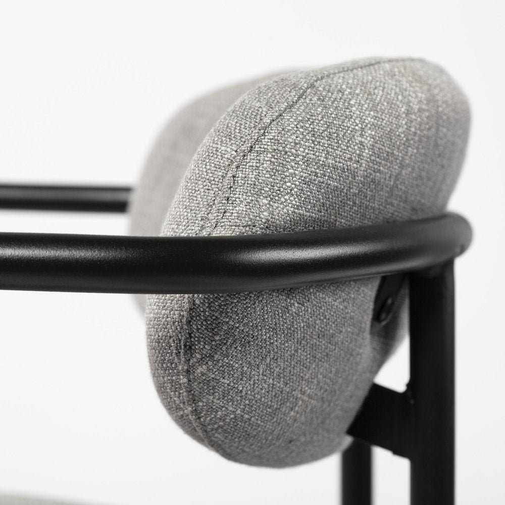 Set of Two Gray and Black Fabric Dining Arm Chairs HomeRoots