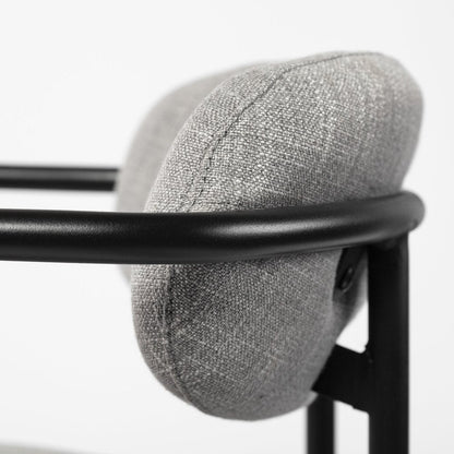 Set of Two Gray and Black Fabric Dining Arm Chairs HomeRoots