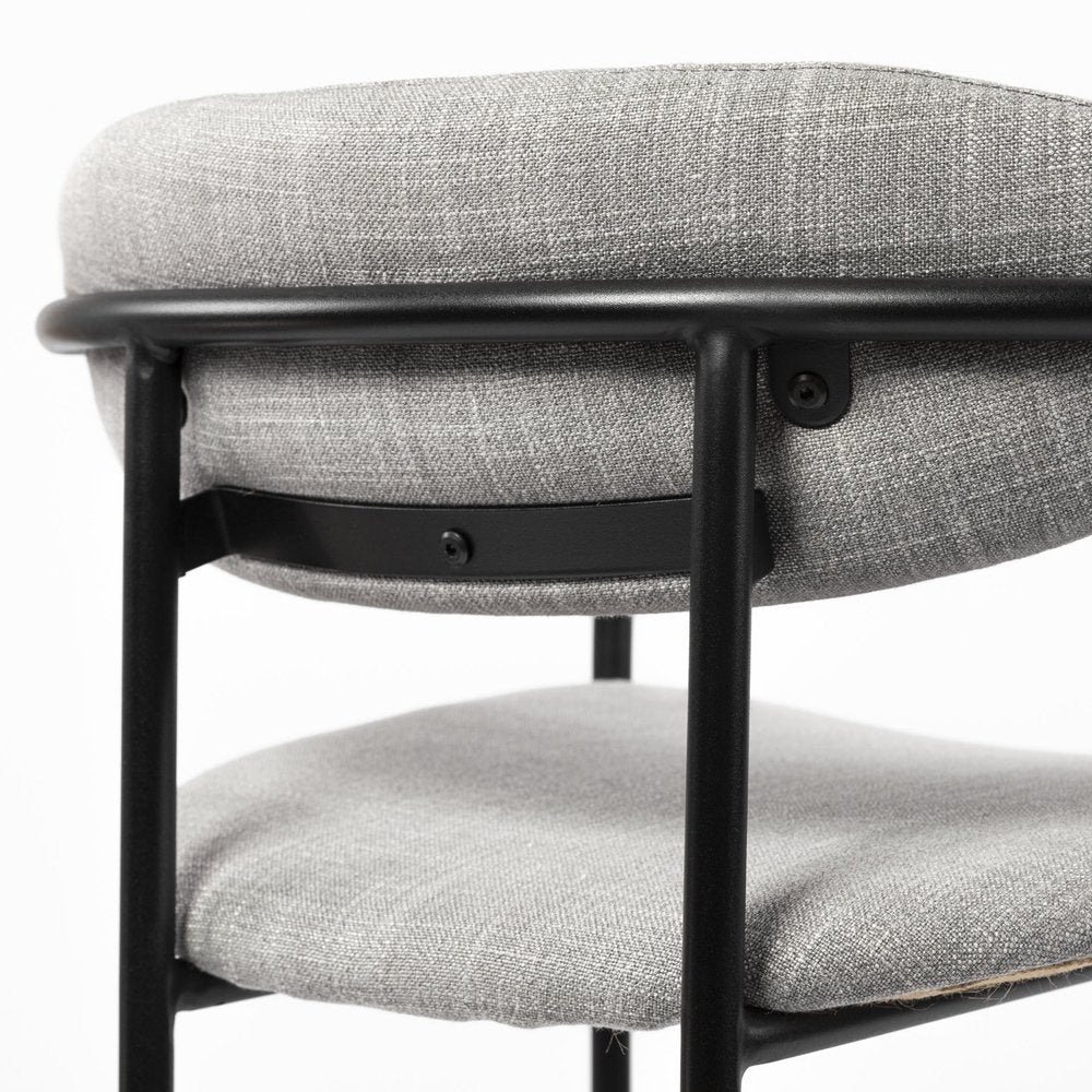 Set of Two Gray and Black Fabric Dining Arm Chairs HomeRoots
