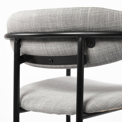 Set of Two Gray and Black Fabric Dining Arm Chairs HomeRoots