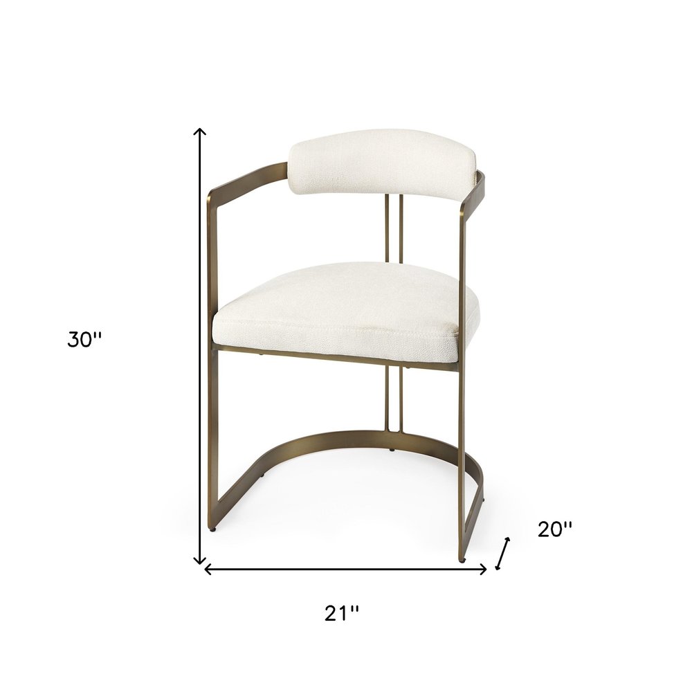 White And Gold Upholstered Dining Arm Chair HomeRoots