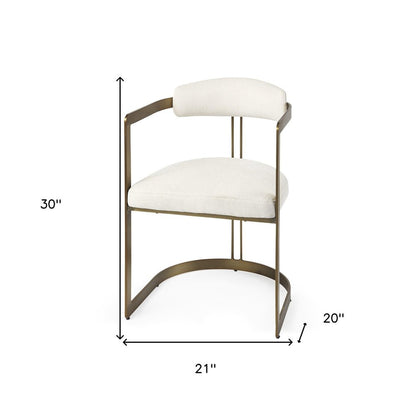 White And Gold Upholstered Dining Arm Chair HomeRoots