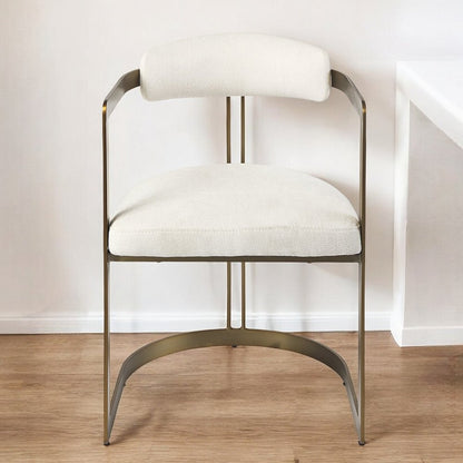 White And Gold Upholstered Dining Arm Chair HomeRoots