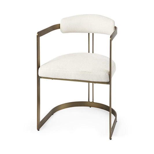 White And Gold Upholstered Dining Arm Chair HomeRoots