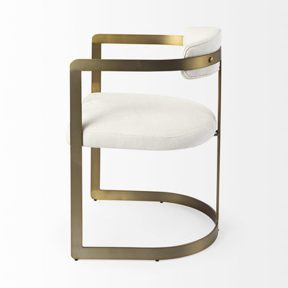 White And Gold Upholstered Dining Arm Chair HomeRoots