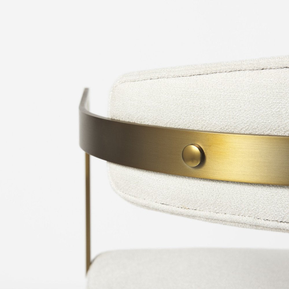 White And Gold Upholstered Dining Arm Chair HomeRoots