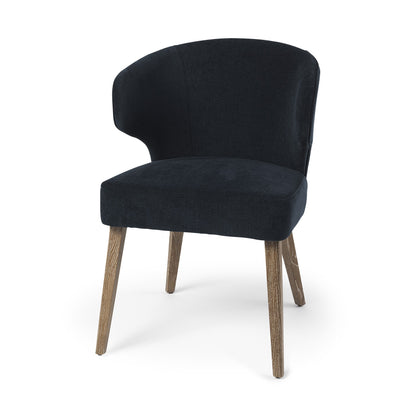 Navy Blue And Brown Wingback Dining Side Chair