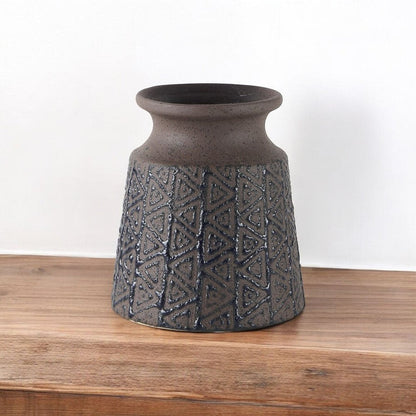 6" Brown Abstract Cylinder Ceramic Table Vase HomeRoots