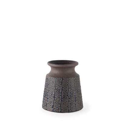 6" Brown Abstract Cylinder Ceramic Table Vase HomeRoots